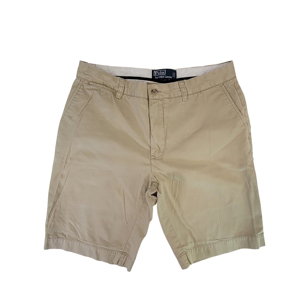 Polo Ralph Lauren Khaki Chino Shorts Mens Flat‎ Front Casual Summer